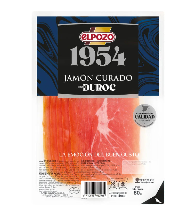 Spanish cured ham, sliced, 80 gr