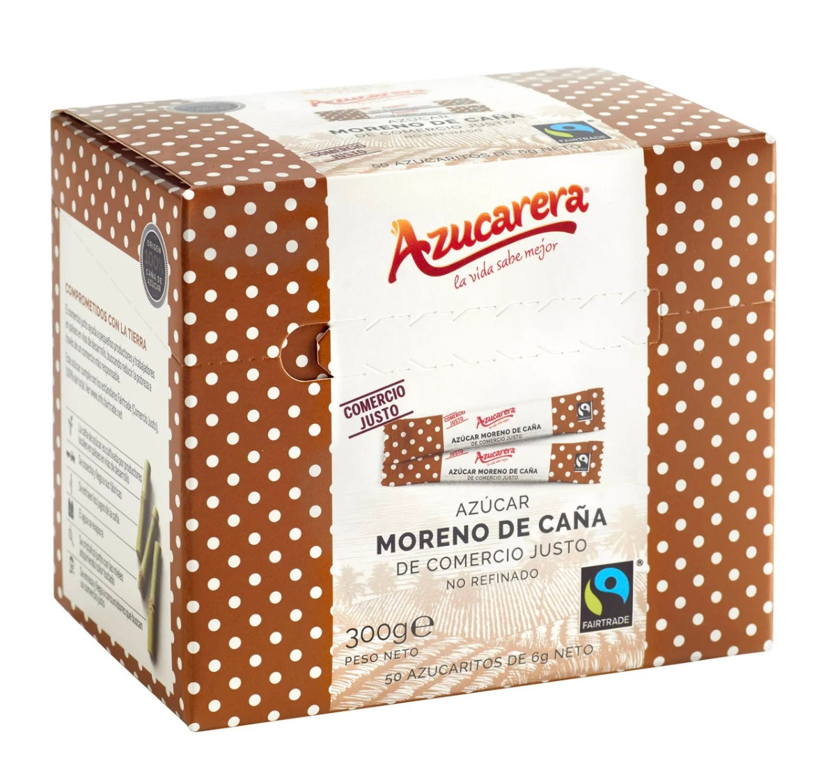 Cane sugar sticks, 50 sticks, box 300 gr