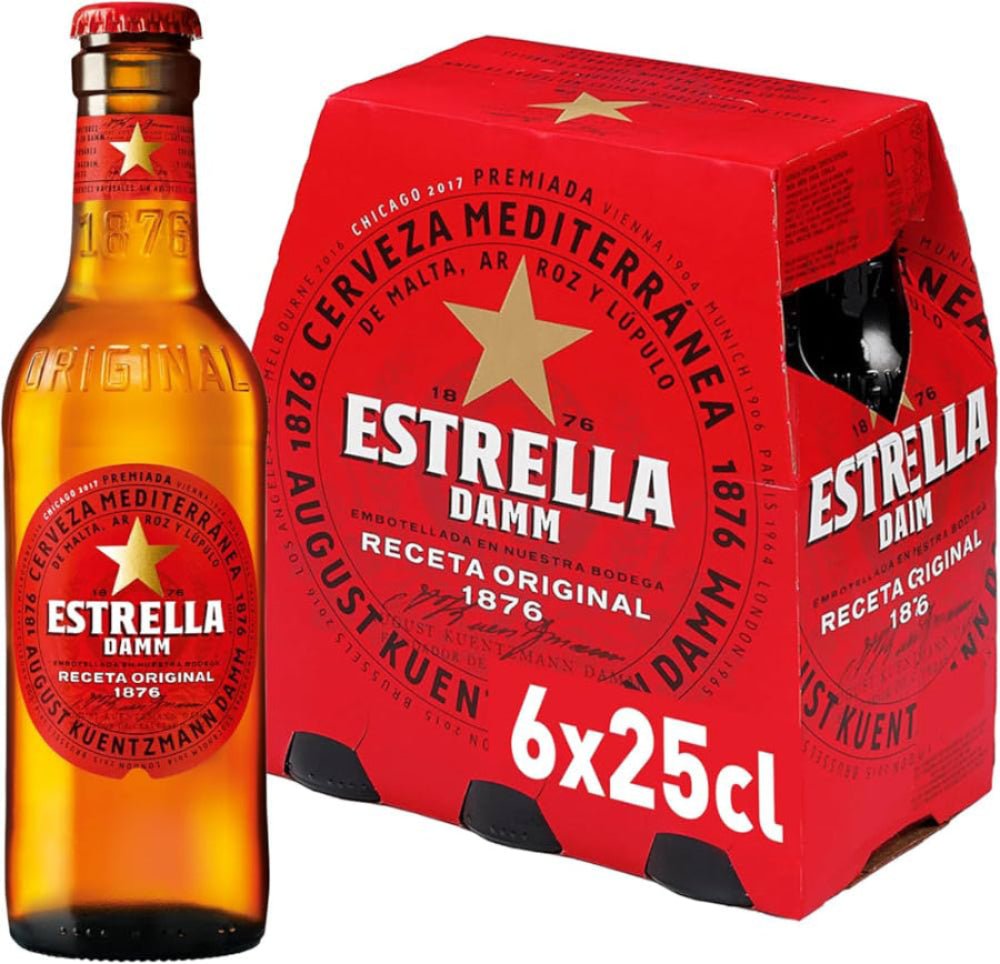 Estrella Damm beer, bottle 0,25 L, 6 pack