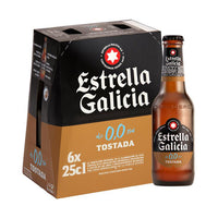 0% alcohol Estrella Galicia Tostada beer, bottle 0,25 L, 6 pack, gluten free