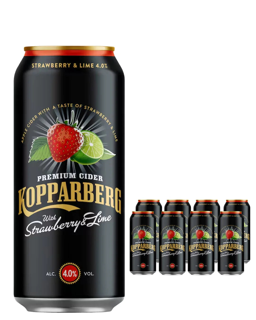 Kopparberg cider strawberry/lime, can 0,5 L, 8 pack