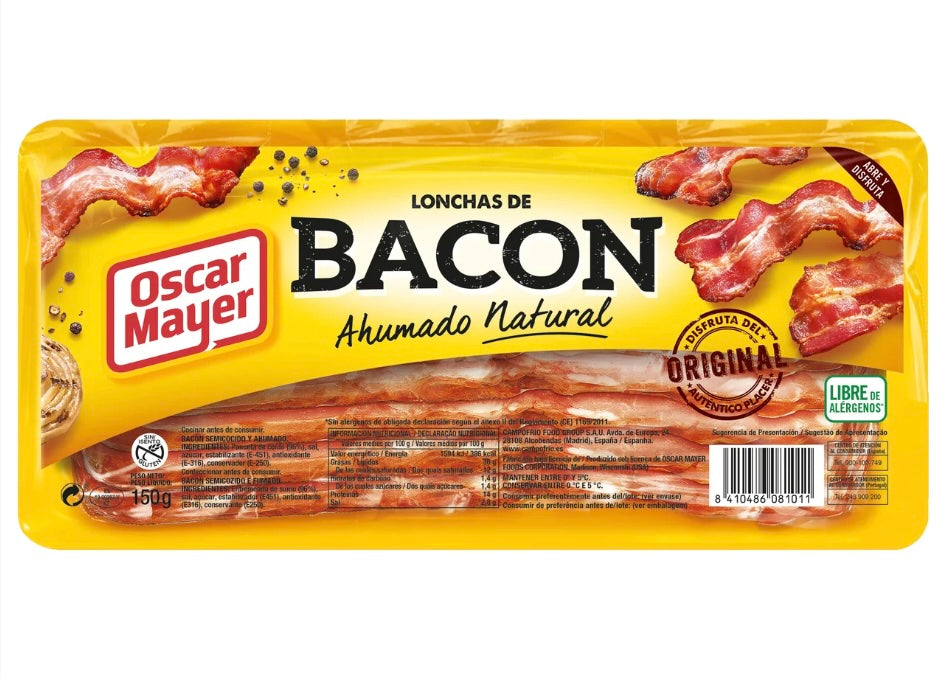 Streaky bacon, Oscar Mayer, sliced, 150 gr