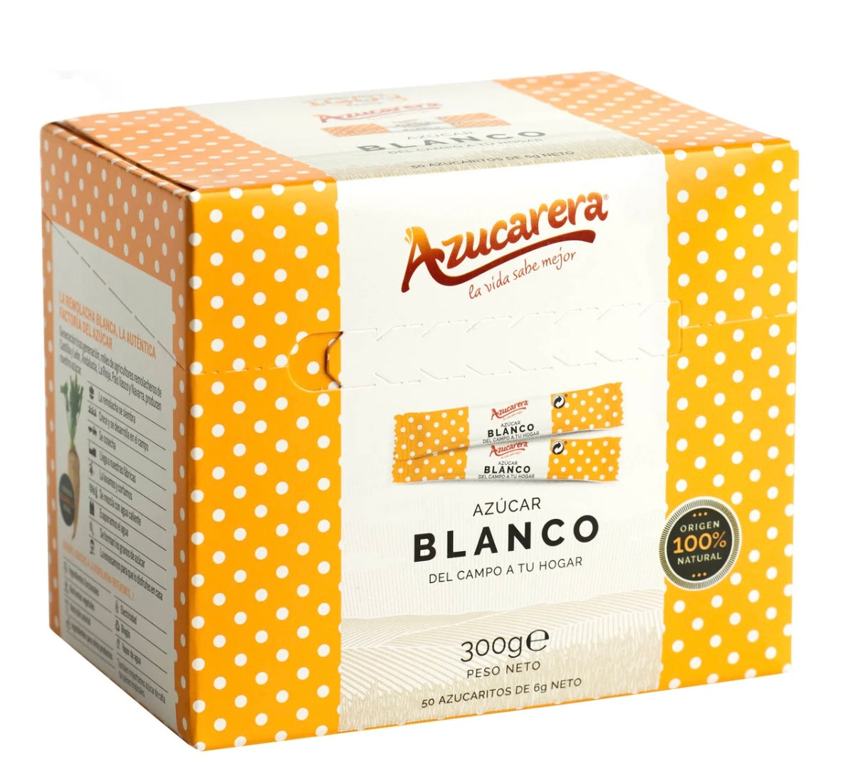 White sugar sticks, 50 sticks, box 300 gr